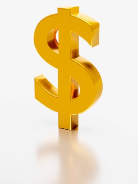 Finans ve iş sembolü. Altın dolar işareti. 3d oluşturma