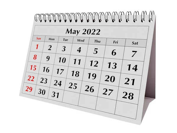 One Page Annual Business Desk Monthly Calendar Date Month May — Stock Photo, Image