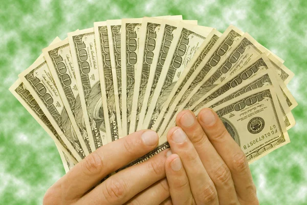 Geld Financiën Concept Dollars Usd Handen Van Wazige Achtergrond — Stockfoto