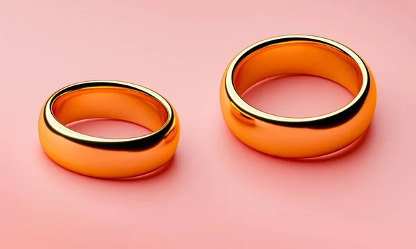 2つの結婚指輪のイラスト 統一概念 3Dレンダリング — ストック写真