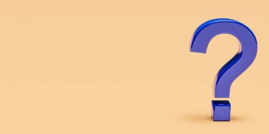 Question mark symbol with blank background. 3d rendering