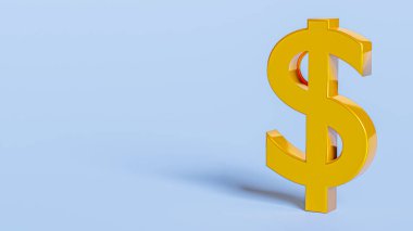 Finans ve iş sembolü. Boş arkaplanı olan altın dolar işareti. 3d oluşturma