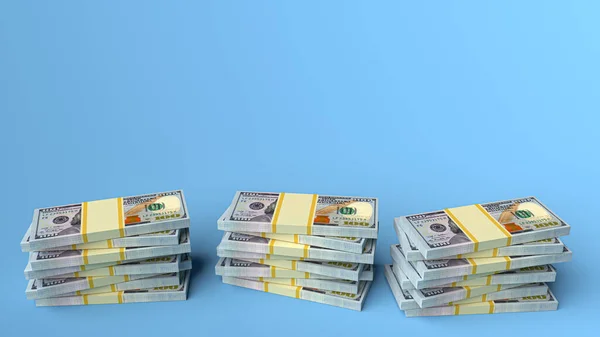 Big Money Stacks Dollars Blank Background Dollar Finance Conceptual Rendering — Stockfoto