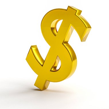Crisis finance and business symbol. Gold dollar sign. 3d rendering