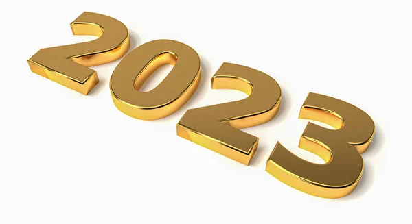 New Year Holiday Concept Golden Colors Number 2023 Rendering — Stock Photo, Image