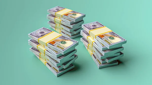 Большие Пачки Денег Долларов Концептуальное Финансирование Доллара Рендеринг — стоковое фото