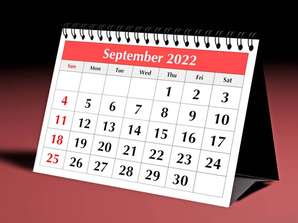 One Page Annual Business Desk Monthly Calendar Date Month September — ストック写真