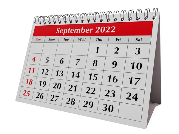 One Page Annual Business Desk Monthly Calendar Date Month September — ストック写真