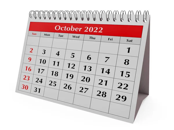 Une Page Calendrier Mensuel Annuel Bureau Affaires Date Mois Octobre — Photo