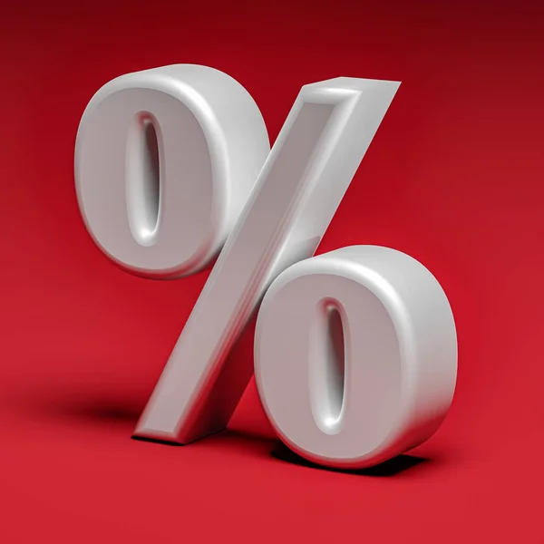 Percentage sign on red background. Business concept. 3d rendering