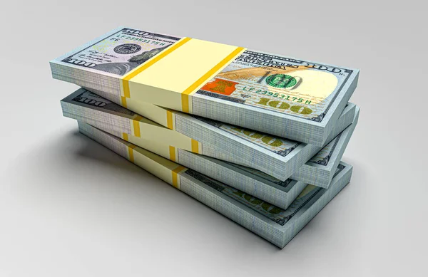 大钱从美元堆积起来 美元金融概念 3D渲染 — 图库照片