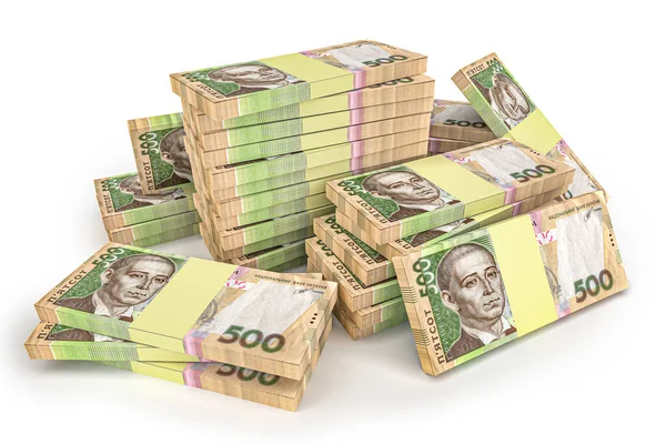 500 Banknotla Birlikte Bir Yığın Ukrayna Parası Grivna Hryvna Finans — Stok fotoğraf