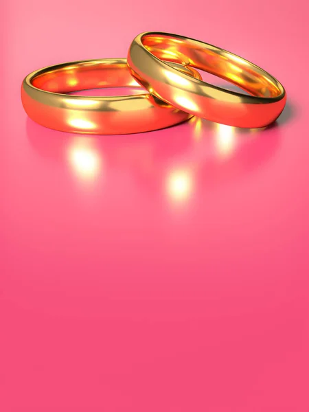 Ілюстрація Двох Весільних Золотих Кілець Порожнім Тлом Концепції Єдності Візуалізація — стокове фото