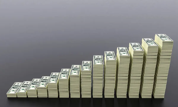 Πολλά Χρήματα Στοιβάζονται Από Δολάρια Λευκό Φόντο Έννοια Χρηματοδότησης Δολαρίων — Φωτογραφία Αρχείου