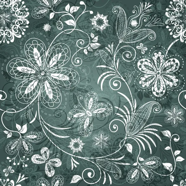 Motif floral vert-blanc — Image vectorielle