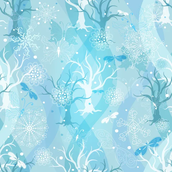 冬天重复蓝色图案 — 图库矢量图片