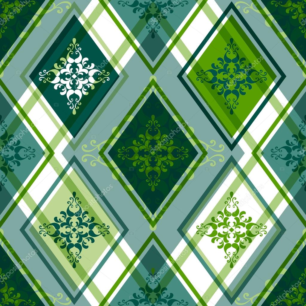 Seamless green rhombic pattern