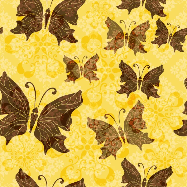 Patrón floral amarillo-marrón — Archivo Imágenes Vectoriales