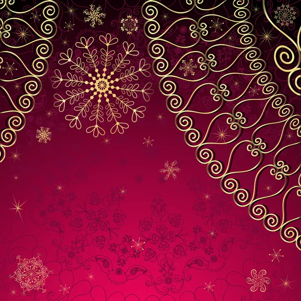 Navidad púrpura-marco de oro — Archivo Imágenes Vectoriales