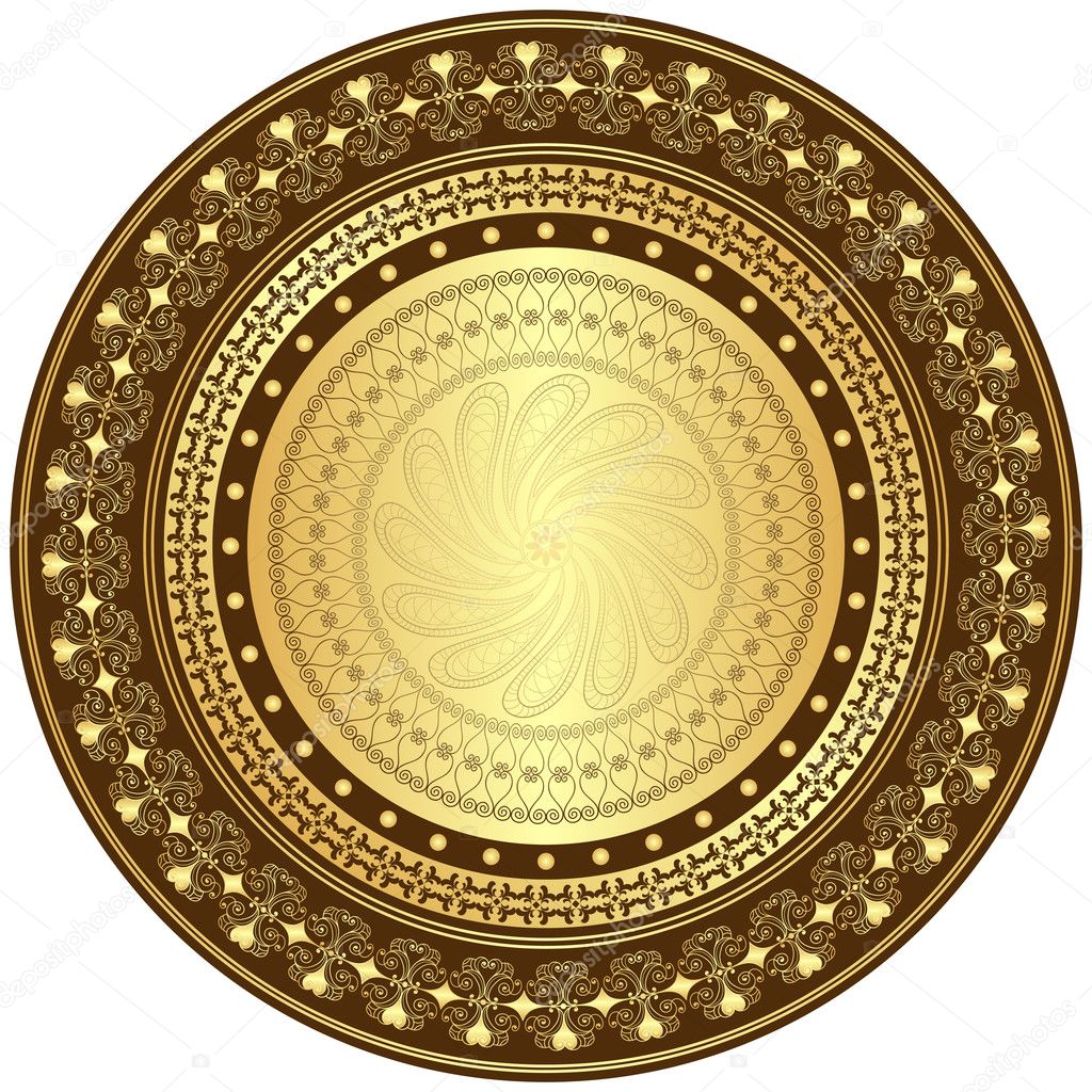 Gold and brown round frame