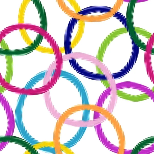 Bezszwowe biały wzór z kolorowe pierścienie — Wektor stockowy