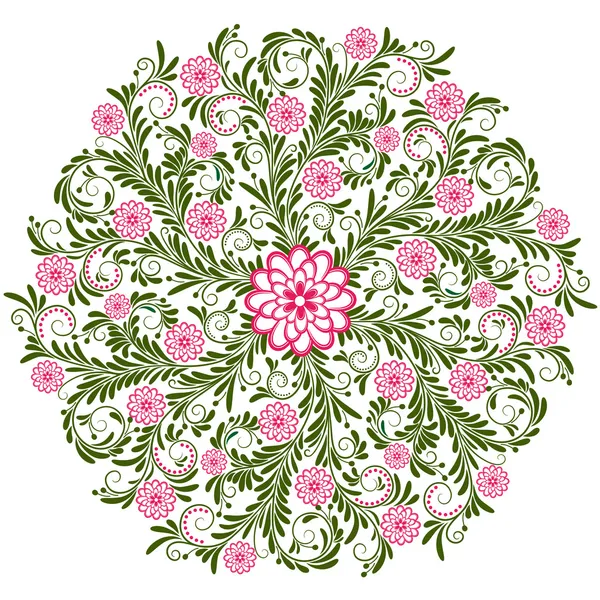 ビンテージ丸い花柄 — ストックベクタ