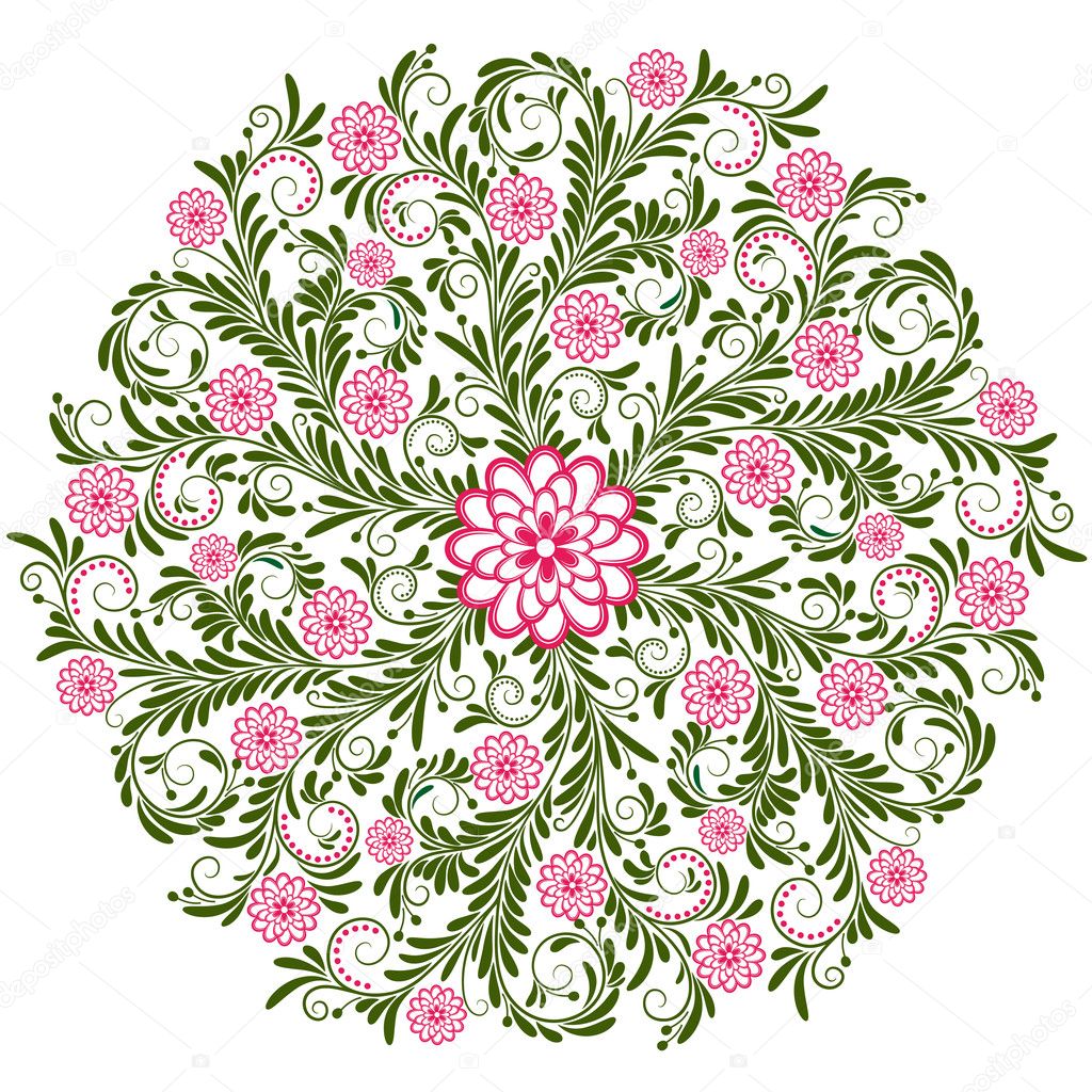 Vintage floral round pattern