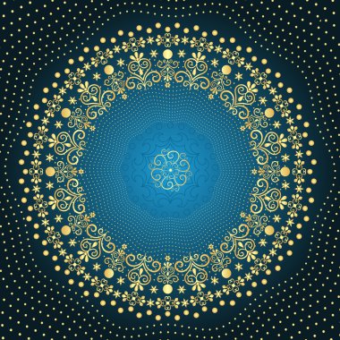 Noel koyu mavi-altın çerçeve