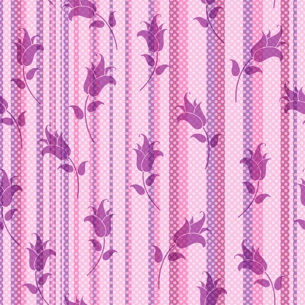 원활한 스트라이프 핑크 꽃 패턴 — 스톡 벡터