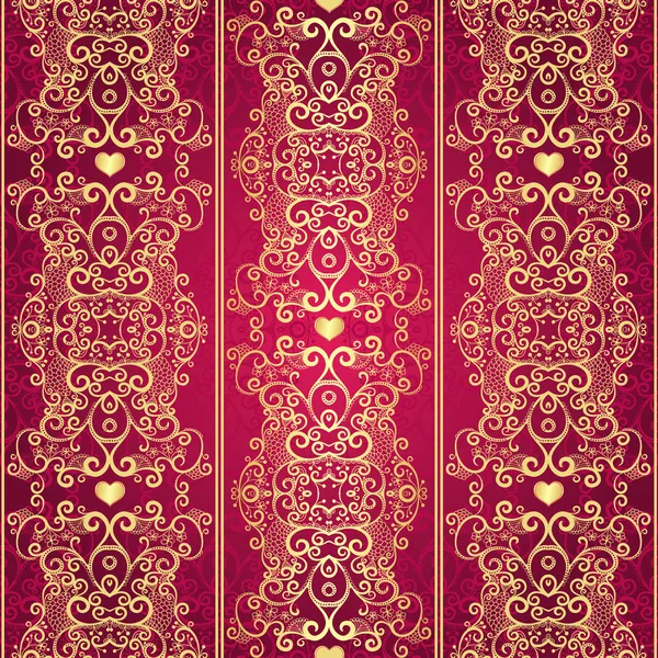 Naadloze gouden vintage lacy patroon — Stockvector