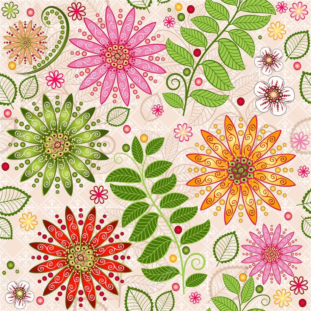 Spring colorful seamless floral pattern