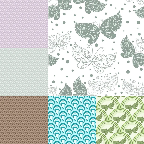 Collection seamless pastel patterns — Stock Vector