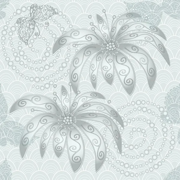 Vintage silvery seamless pattern — Stock Vector