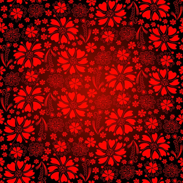 Seamless dark-red floral pattern — Stock Vector