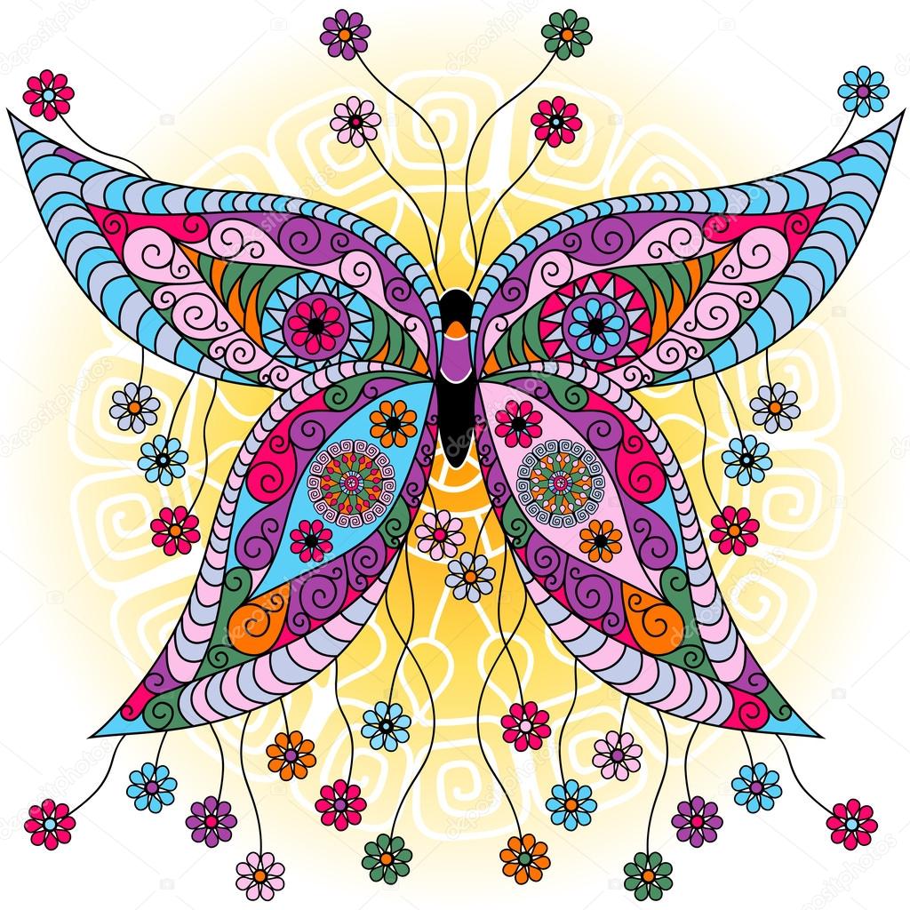 Fantasy spring vintage butterfly