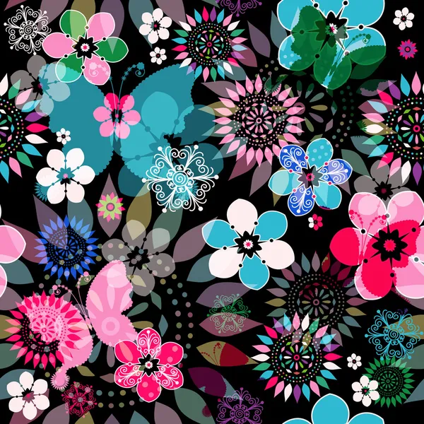 Motif floral foncé sans couture — Image vectorielle