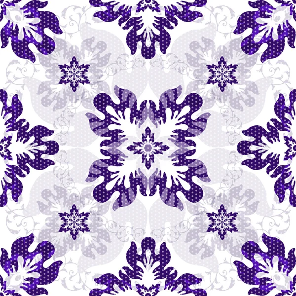 Weißes nahtloses Muster mit violetten Blüten — Stockvektor