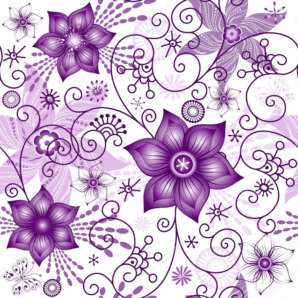 Seamless spring white-violet pattern