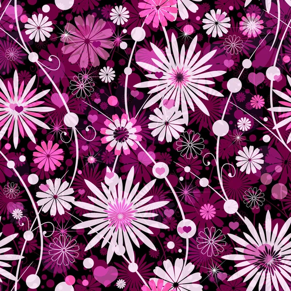 シームレスなバレンタインの花柄のパターン — ストックベクタ