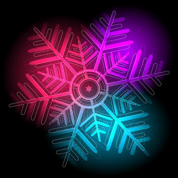 Glowing colorful snowflake — Stock Vector