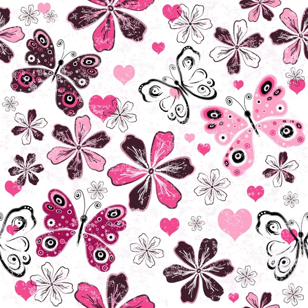 Grunge valentine seamless pattern — Stock Vector