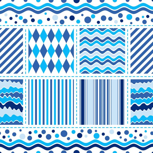 Seamless, fehér-kék hullám minta — Stock Vector