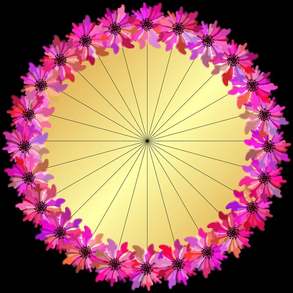 Cadre floral rond en or — Image vectorielle