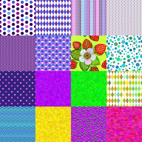 16 colorful seamless patterns — Stock Vector