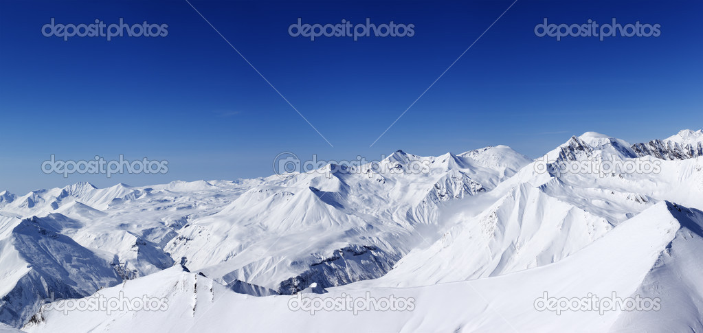 Panorama of snowy mountains in nice day