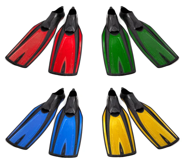 Set of multicolored swim fins — Stock Photo, Image