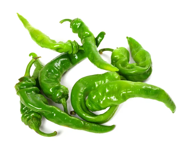 Green peppers on white background — Stock Photo, Image