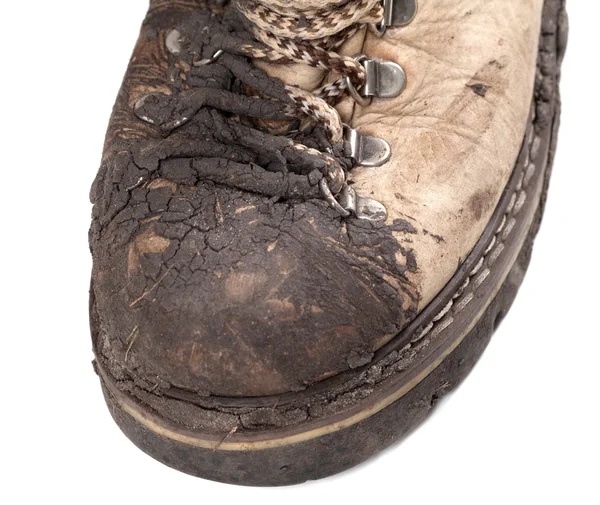 Part of old dirty hiking boot — Stock Photo, Image