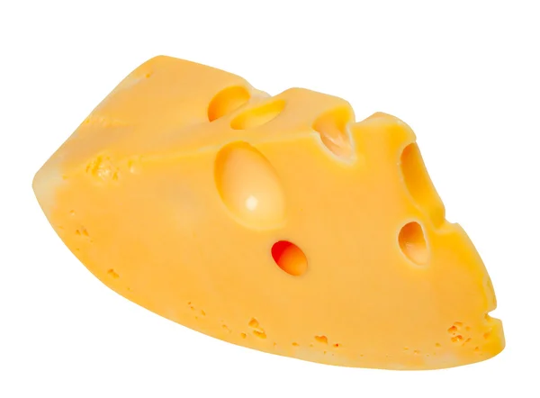 Stück Käse auf weißem Hintergrund — Stockfoto