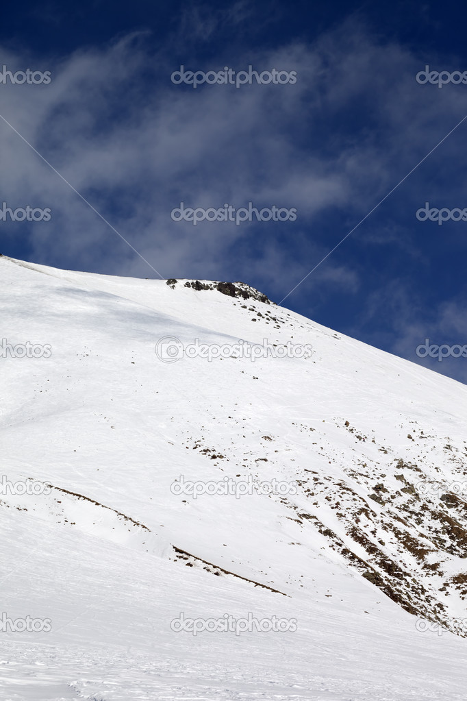 Off-piste slope with stones